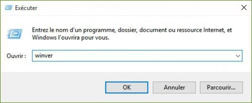 fen&ecirc;tre executer winver
