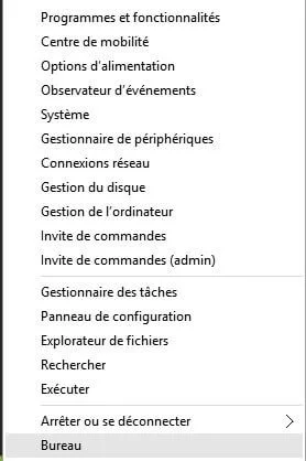 menu contextuel menu demarrer